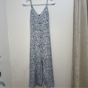 Siena Sky Blue‎ & White Floral Button Front Maxi Dress S
